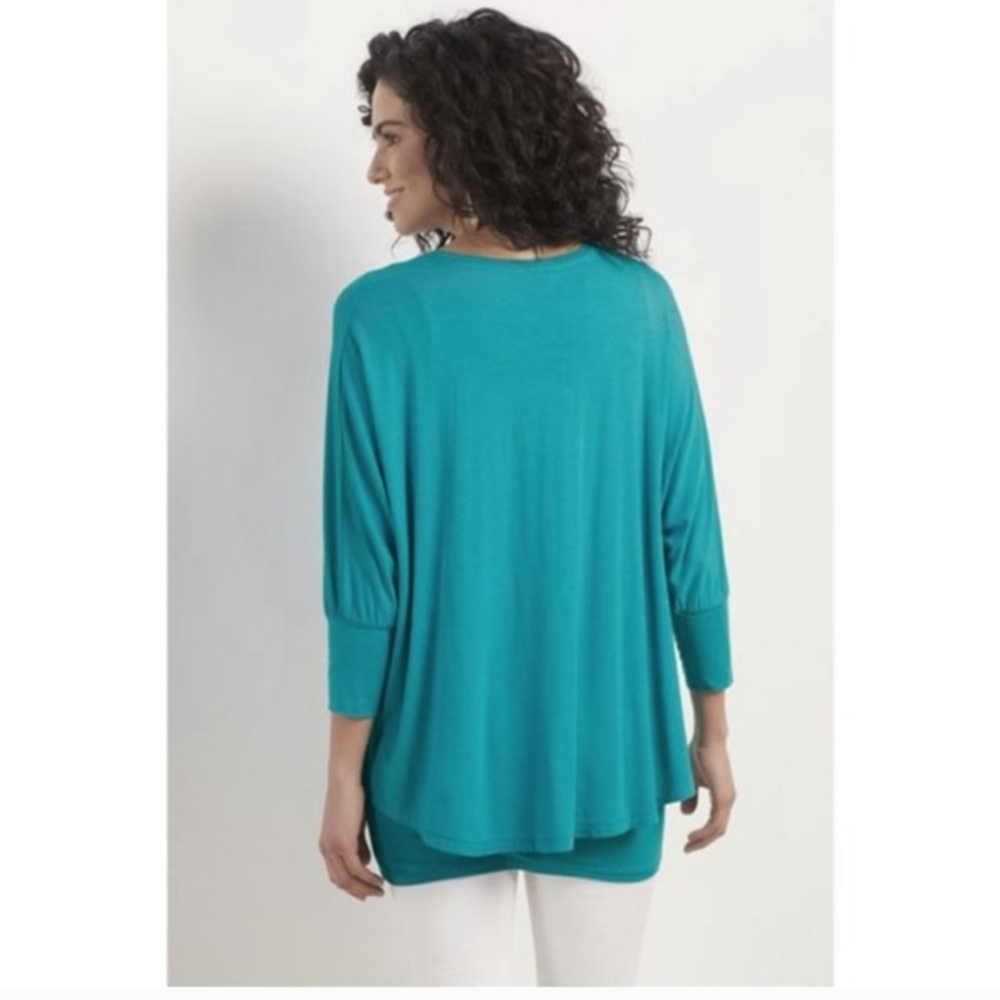 SOFT SURROUNDINGS Indeevar Jersey Knit Tunic Top in Turqoise NWT Size Me… - Picture 2 of 9
